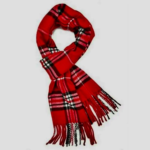 ITALY DESIGN Women's Plaid Fringed Long Scarf NWT - Picture 4 of 4